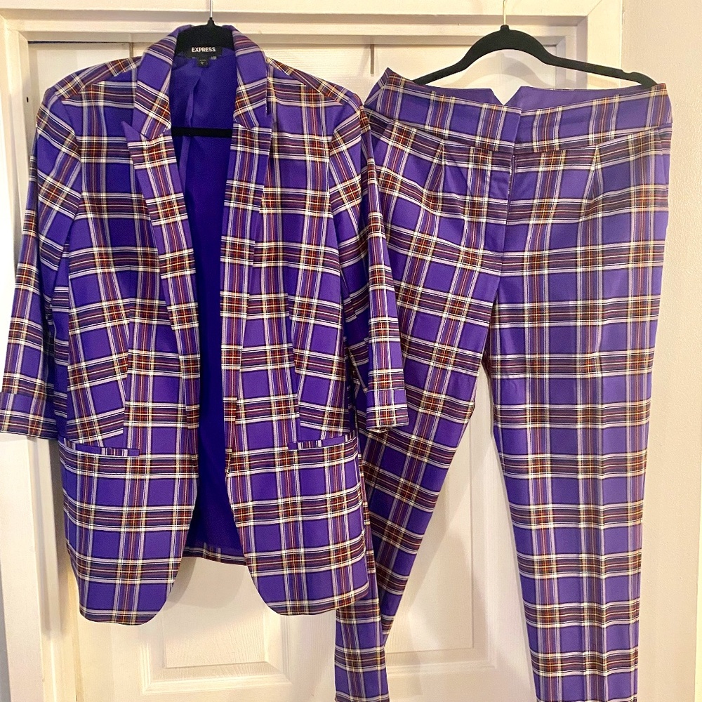 Express Plaid Purple Suit